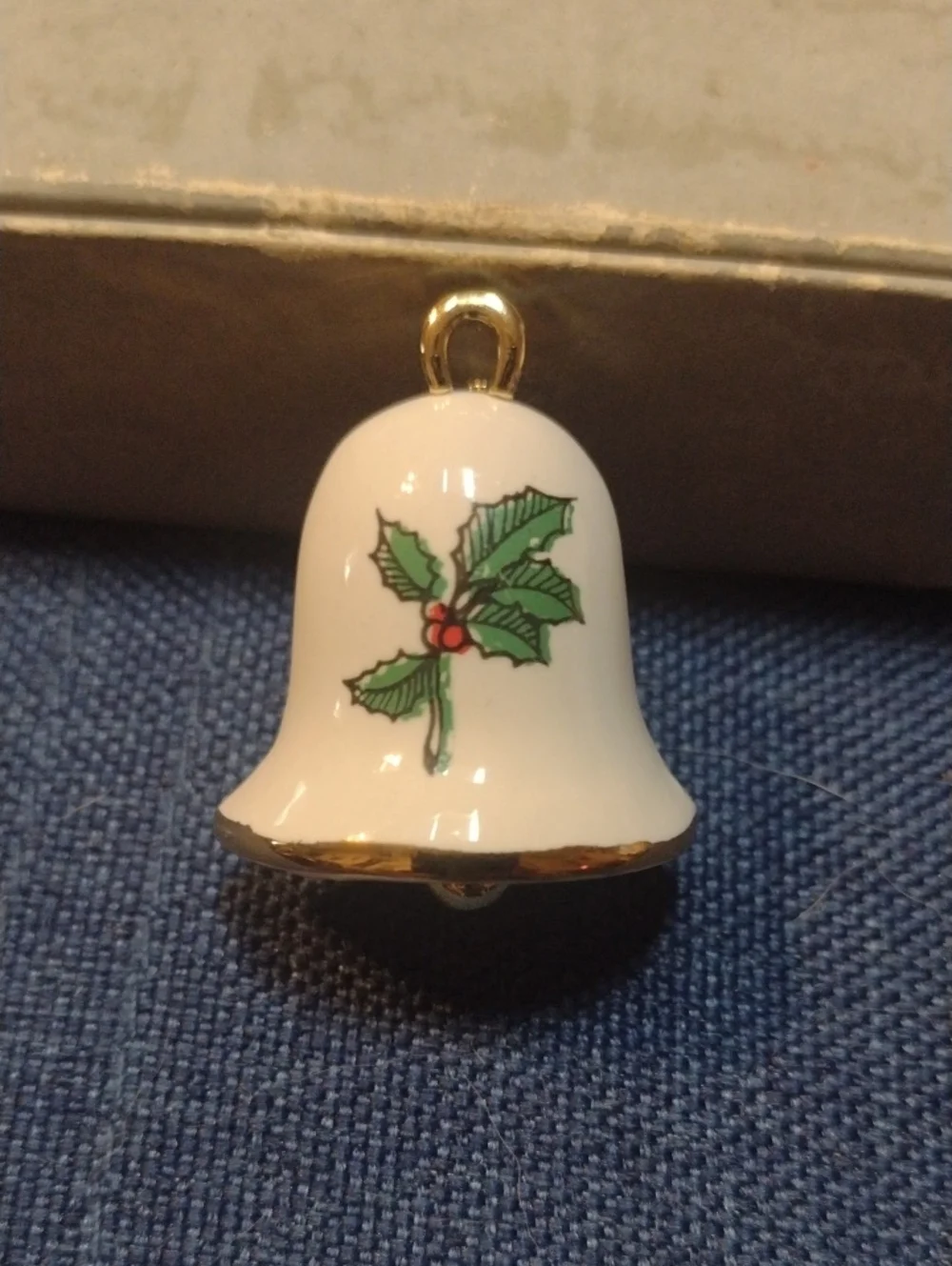 Vintage porcelain holiday bell brooch/pin